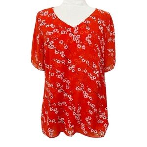 CAbi Red Floral Women's Top